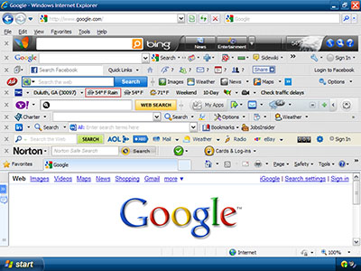 The above is what can happen when adware and toolbars get out of control.  
