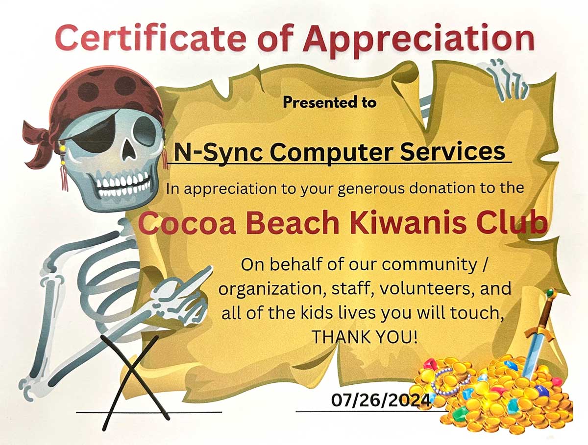 N-Sync is Proud to Support the Cocoa Beach Kiwanis Club